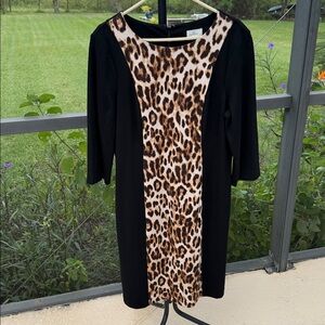 Chico's So Slimming Black Animal Print Classic‎ style Dress Size large
